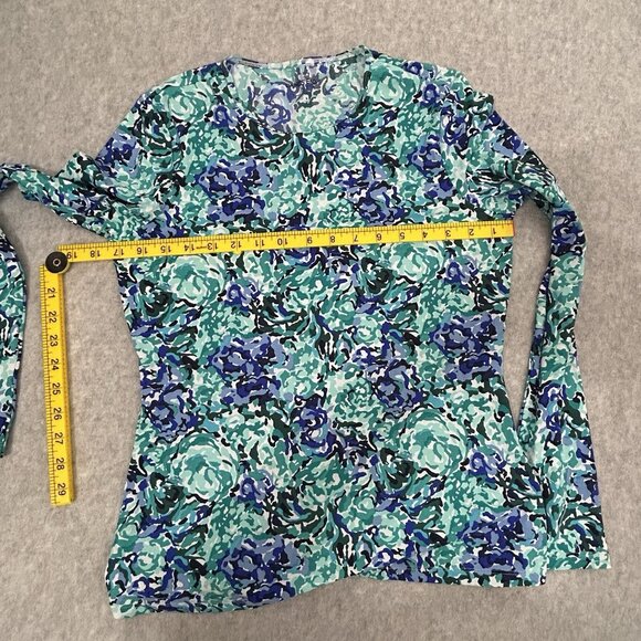 Lands' End Women's LS Rash Guard Swim Tee XS Deep Sea Avery Waves Preowned - Picture 8 of 9